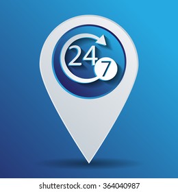 24 7 icon. open 24 hours a day and 7 days a week icons