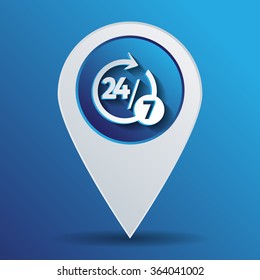24 7 icon. open 24 hours a day and 7 days a week icons