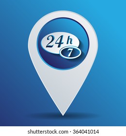 24 7 icon. open 24 hours a day and 7 days a week icons