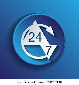 24 7 icon. open 24 hours a day and 7 days a week icons