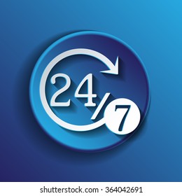 24 7 icon. open 24 hours a day and 7 days a week icons