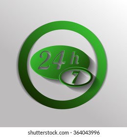24 7 icon. open 24 hours a day and 7 days a week icons