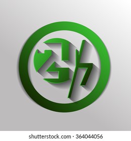 24 7 icon. open 24 hours a day and 7 days a week icons