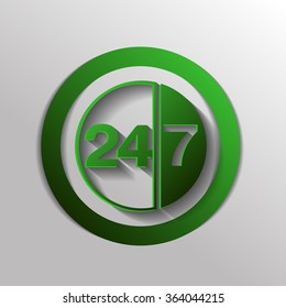 24 7 icon. open 24 hours a day and 7 days a week icons