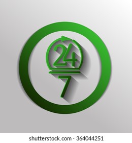 24 7 icon. open 24 hours a day and 7 days a week icons