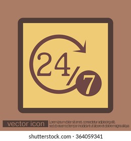 24 7 icon. open 24 hours a day and 7 days a week icons