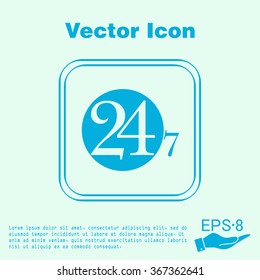 24 7 icon. open 24 hours a day and 7 days a week icons