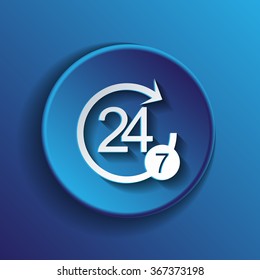 24 7 icon. open 24 hours a day and 7 days a week icons