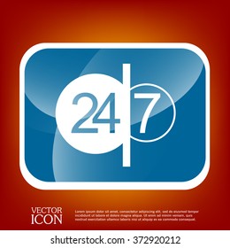24 7 icon. open 24 hours a day and 7 days a week icons