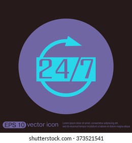 24 7 icon. open 24 hours a day and 7 days a week icons