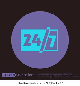 24 7 icon. open 24 hours a day and 7 days a week icons