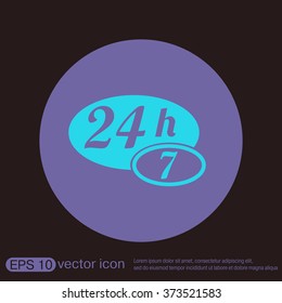 24 7 icon. open 24 hours a day and 7 days a week icons