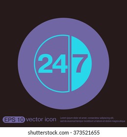 24 7 icon. open 24 hours a day and 7 days a week icons