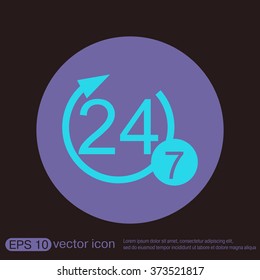 24 7 icon. open 24 hours a day and 7 days a week icons