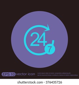 24 7 icon. open 24 hours a day and 7 days a week icons