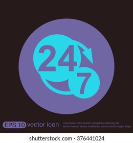24 7 icon. open 24 hours a day and 7 days a week icons