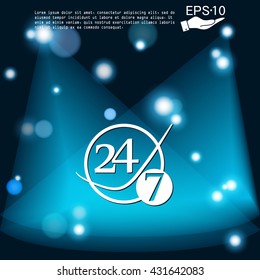 24 7 icon. open 24 hours a day and 7 days a week icons