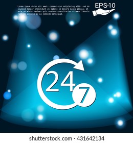 24 7 icon. open 24 hours a day and 7 days a week icons