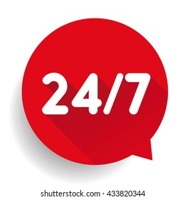 24 7 icon. open 24 hours a day and 7 days a week