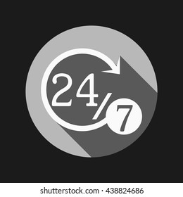 24 7 icon. open 24 hours a day and 7 days a week icons
