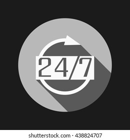 24 7 icon. open 24 hours a day and 7 days a week icons