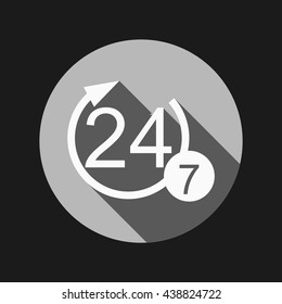24 7 icon. open 24 hours a day and 7 days a week icons