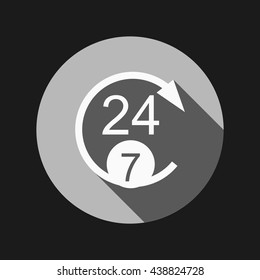 24 7 icon. open 24 hours a day and 7 days a week icons