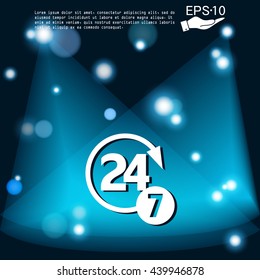 24 7 icon. open 24 hours a day and 7 days a week icons