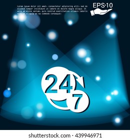 24 7 icon. open 24 hours a day and 7 days a week icons