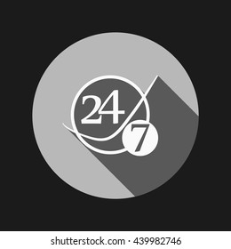 24 7 icon. open 24 hours a day and 7 days a week icons