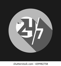 24 7 icon. open 24 hours a day and 7 days a week icons