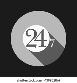 24 7 icon. open 24 hours a day and 7 days a week icons