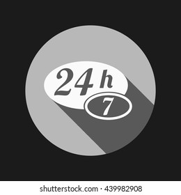 24 7 icon. open 24 hours a day and 7 days a week icons