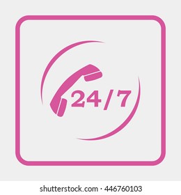 24 7 icon. Open 24 hours a day and 7 days a week icons.