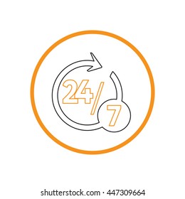 24 7 icon. open 24 hours a day and 7 days a week icons