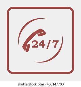 24 7 icon. Open 24 hours a day and 7 days a week icons.