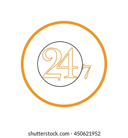 24 7 icon. open 24 hours a day and 7 days a week icons