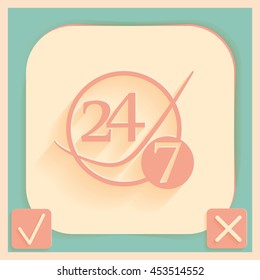 24 7 icon. open 24 hours a day and 7 days a week icons