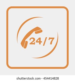 24 7 icon. Open 24 hours a day and 7 days a week icons.