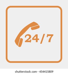 24 7 icon. Open 24 hours a day and 7 days a week icons.