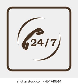24 7 icon. Open 24 hours a day and 7 days a week icons.