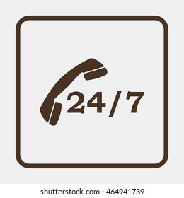 24 7 icon. Open 24 hours a day and 7 days a week icons.