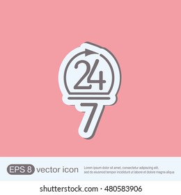 24 7 icon. open 24 hours a day and 7 days a week icons