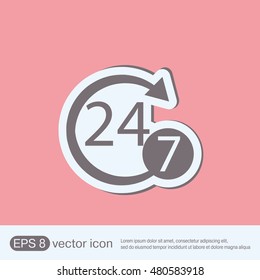24 7 icon. open 24 hours a day and 7 days a week icons