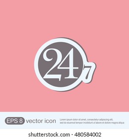 24 7 icon. open 24 hours a day and 7 days a week icons