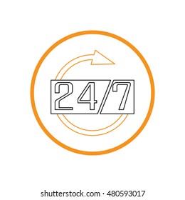 24 7 icon. open 24 hours a day and 7 days a week icons