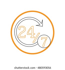 24 7 icon. open 24 hours a day and 7 days a week icons