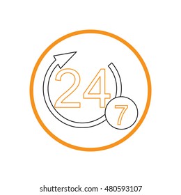 24 7 icon. open 24 hours a day and 7 days a week icons