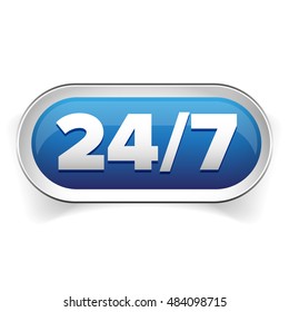 24 7 icon. open 24 hours a day and 7 days a week