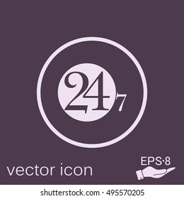 24 7 icon. open 24 hours a day and 7 days a week icons
